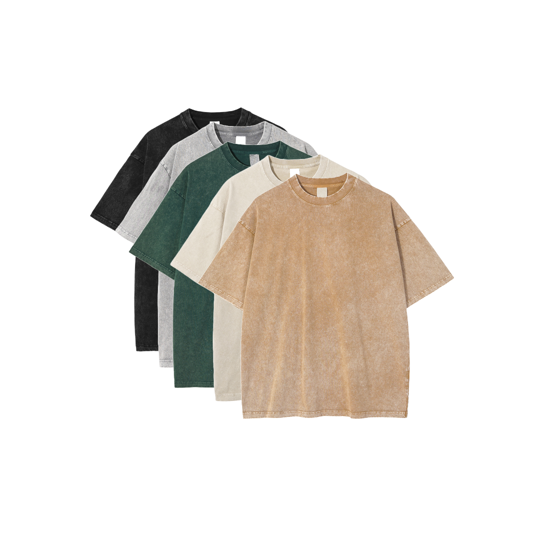 Shop Essential 5-Pack 250 GSM Premium Loose-Fit Vintage Wash T-Shirts
