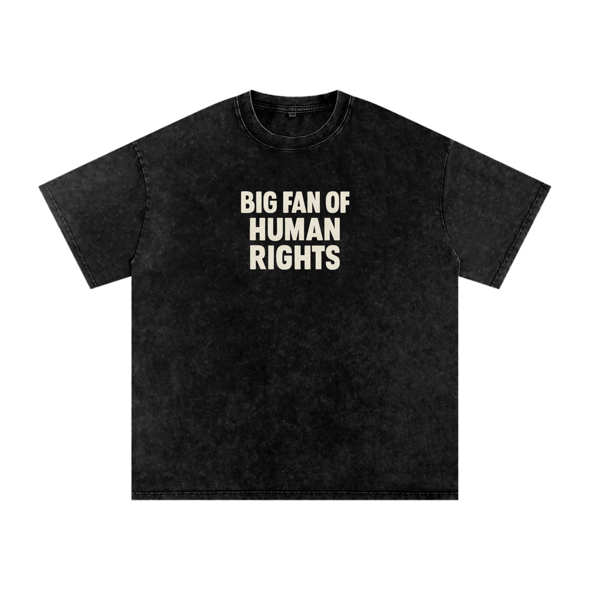 Shop the “Big Fan of Human Rights” Snow Washed Oversized Cotton Inscription T-shirt.
