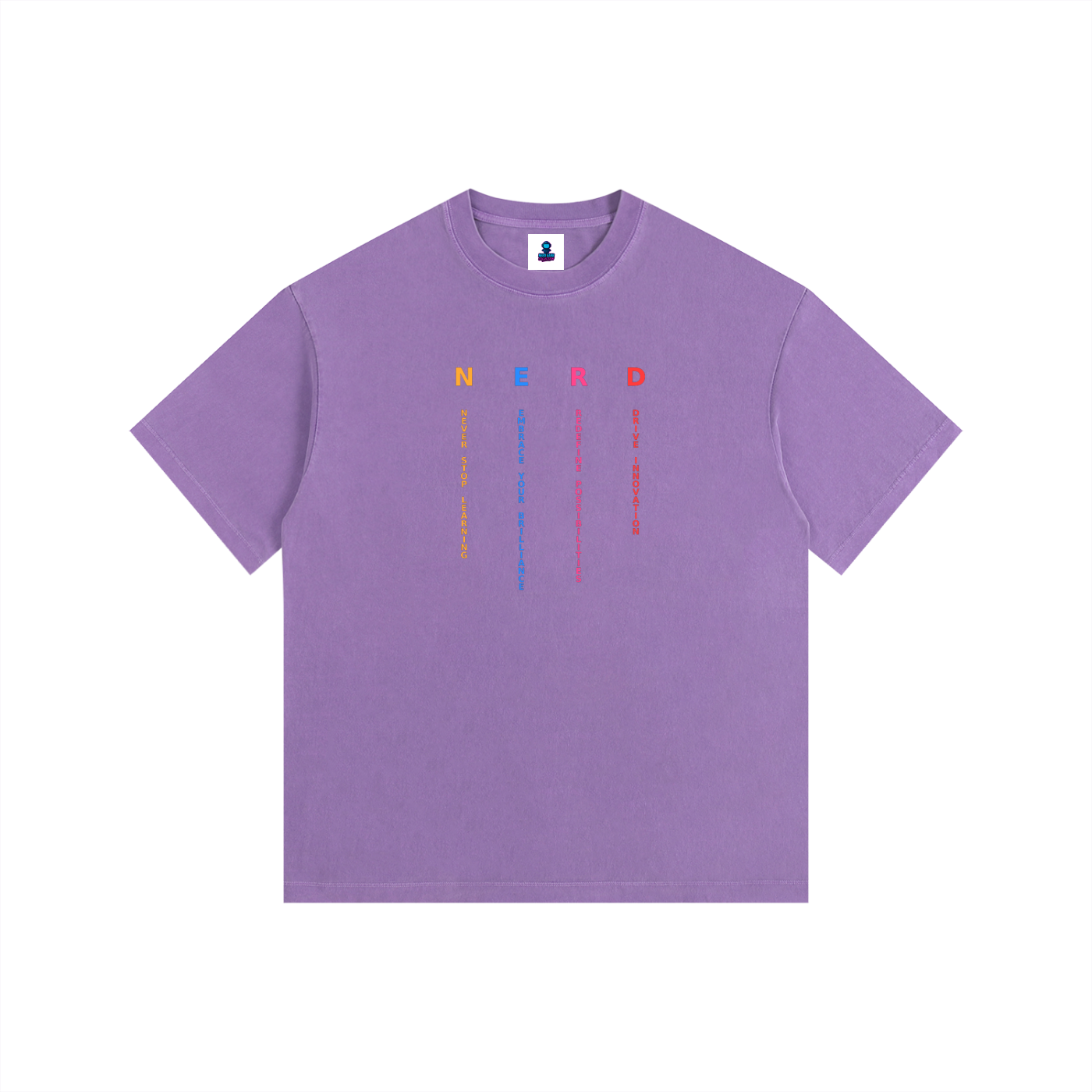 NGC “NERD” Washed Drop Shoulder Tee - Loose Fit Drop Shoulder Graphic Premium T-Shirt
