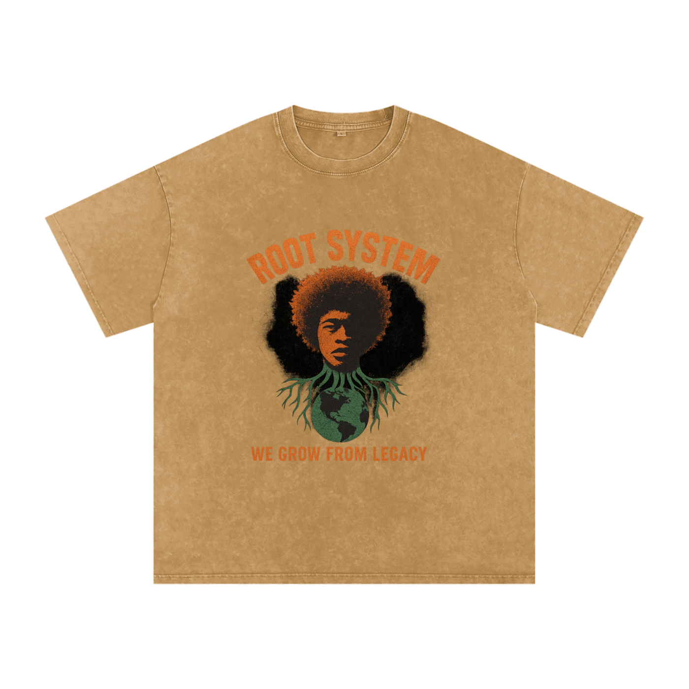 “Root System” Snow Washed Oversized Cotton T-Shirt