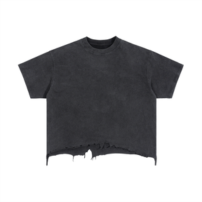 Vintage Wash Distressed Hem Boxy T-Shirt