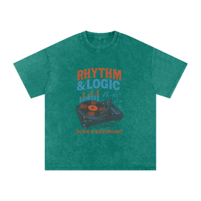 “Rhythm & Logic” Snow Washed Oversized Cotton T-Shirt