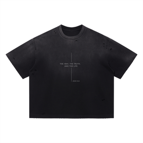The Way Vintage Washed Distressed Boxy T-Shirt