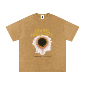 “Divine Frequency” Snow Washed Oversized Cotton T-Shirt
