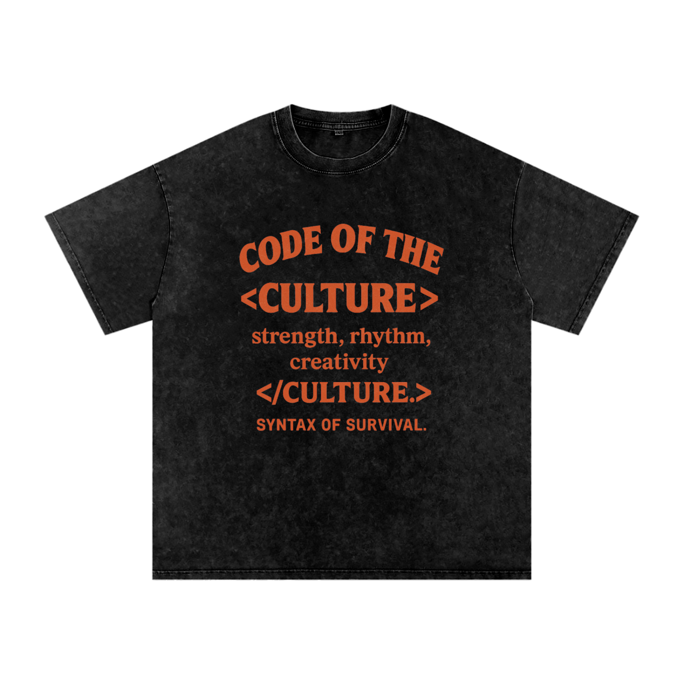 Shop Black “Code of The Culture” Snow Washed Oversized Cotton T-Shirt