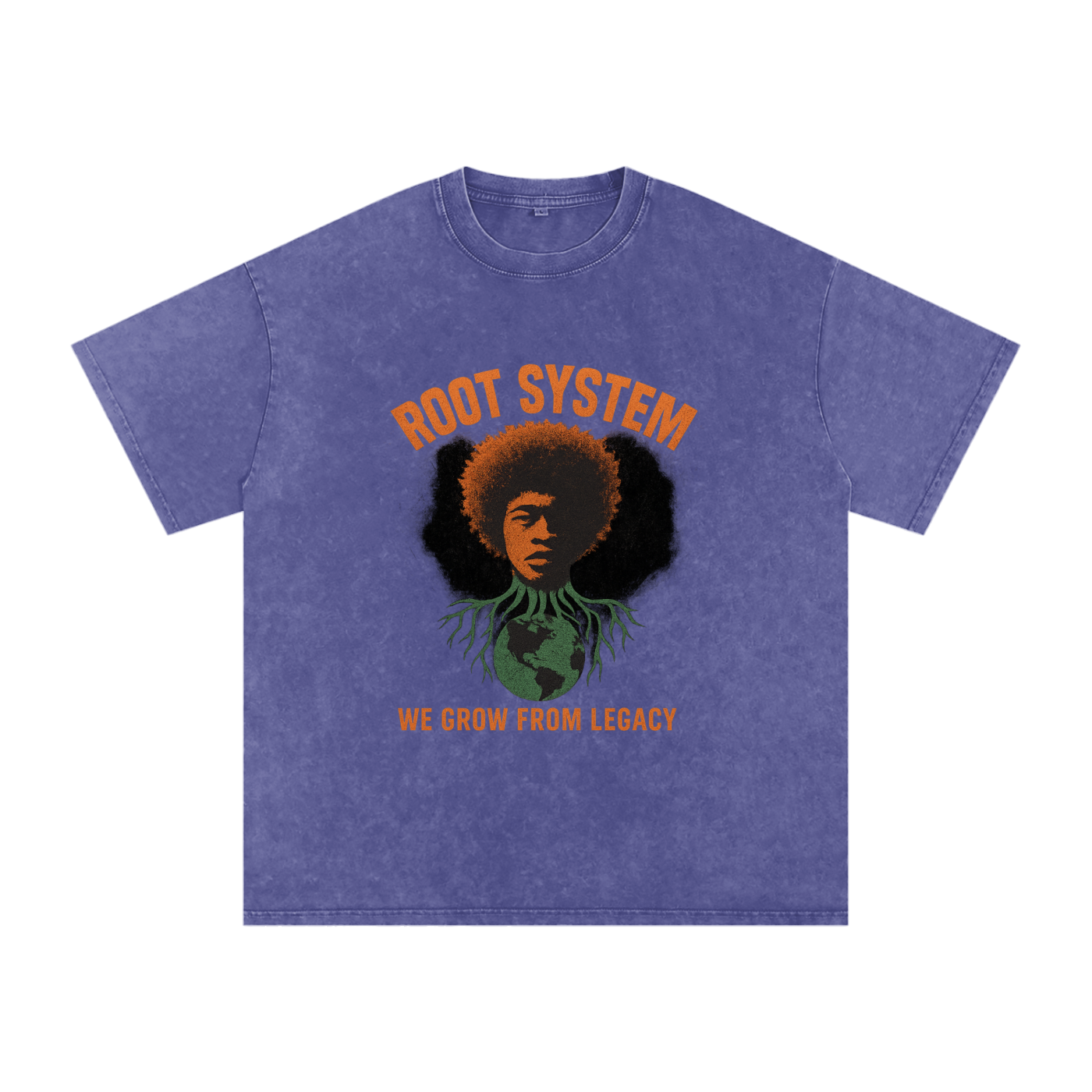 “Root System” Snow Washed Oversized Cotton T-Shirt