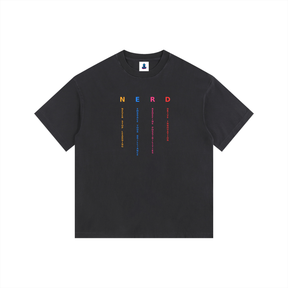 NGC “NERD” Washed Drop Shoulder Tee - Loose Fit Drop Shoulder Graphic Premium T-Shirt
