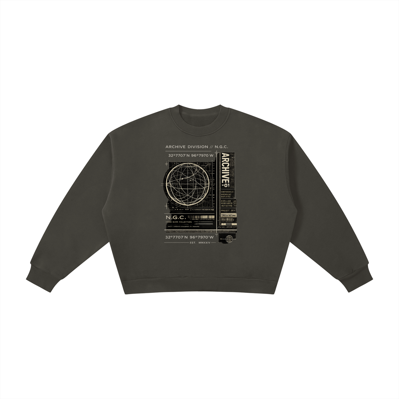 N.G.C. Atomic Archive Boxy Fleece Crewneck Sweatshirt
