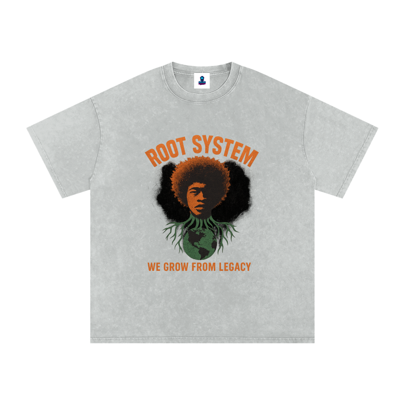 “Root System” Snow Washed Oversized Cotton T-Shirt