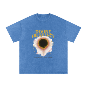 “Divine Frequency” Snow Washed Oversized Cotton T-Shirt