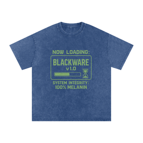 “Now Loading” Snow Washed Oversized Cotton T-Shirt