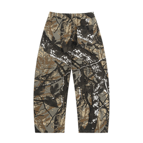 Unisex Tree Camo Barrel Leg Cotton Streetwear Pants