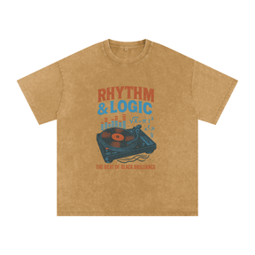 “Rhythm & Logic” Snow Washed Oversized Cotton T-Shirt