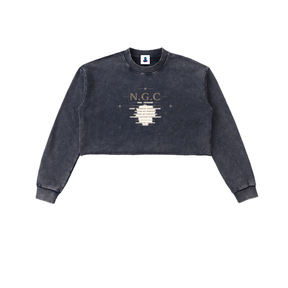 N.G.C Archive Snow Washed Raw Edge Cropped Sweatshirt