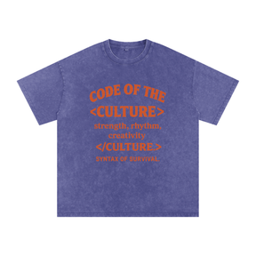 “Code of The Culture” Snow Washed Oversized Cotton T-Shirt