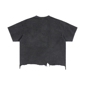 Vintage Wash Distressed Hem Boxy T-Shirt