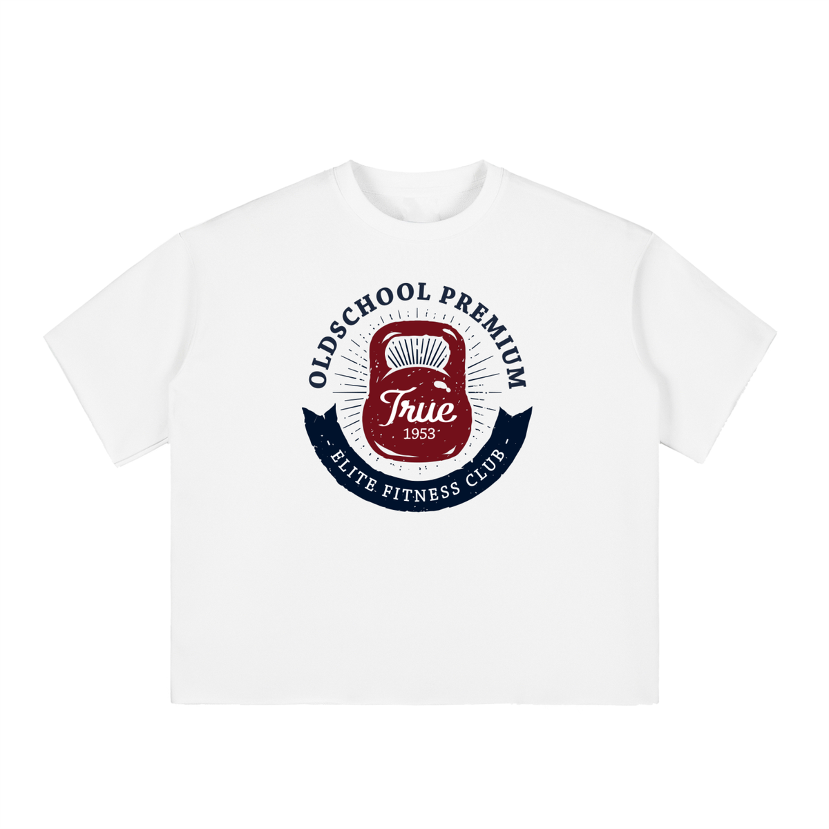 Buy White “Elite Fitness Club” Boxy Half-Sleeve Raw-Edge T-Shirt