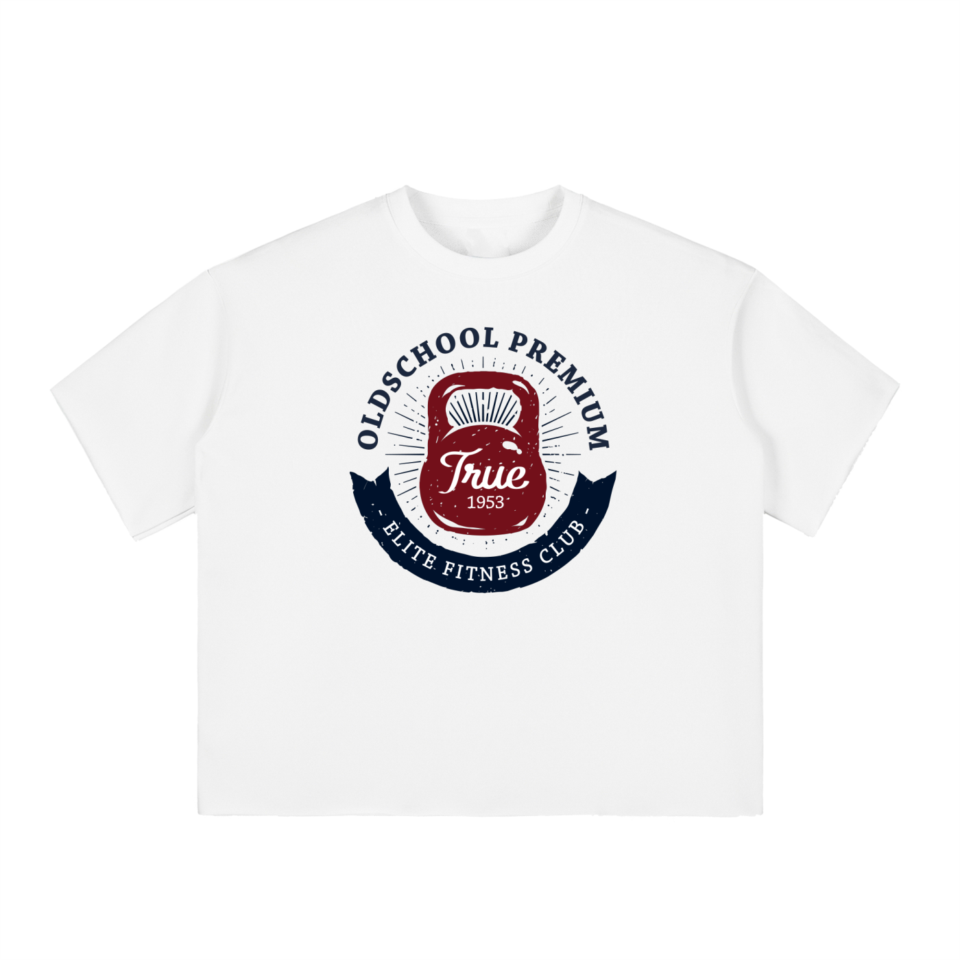 Buy White “Elite Fitness Club” Boxy Half-Sleeve Raw-Edge T-Shirt