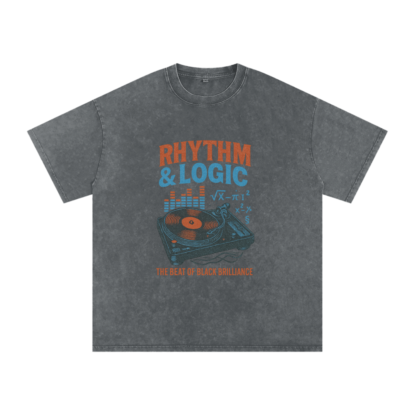 “Rhythm & Logic” Snow Washed Oversized Cotton T-Shirt
