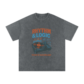 “Rhythm & Logic” Snow Washed Oversized Cotton T-Shirt