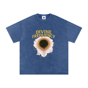 “Divine Frequency” Snow Washed Oversized Cotton T-Shirt