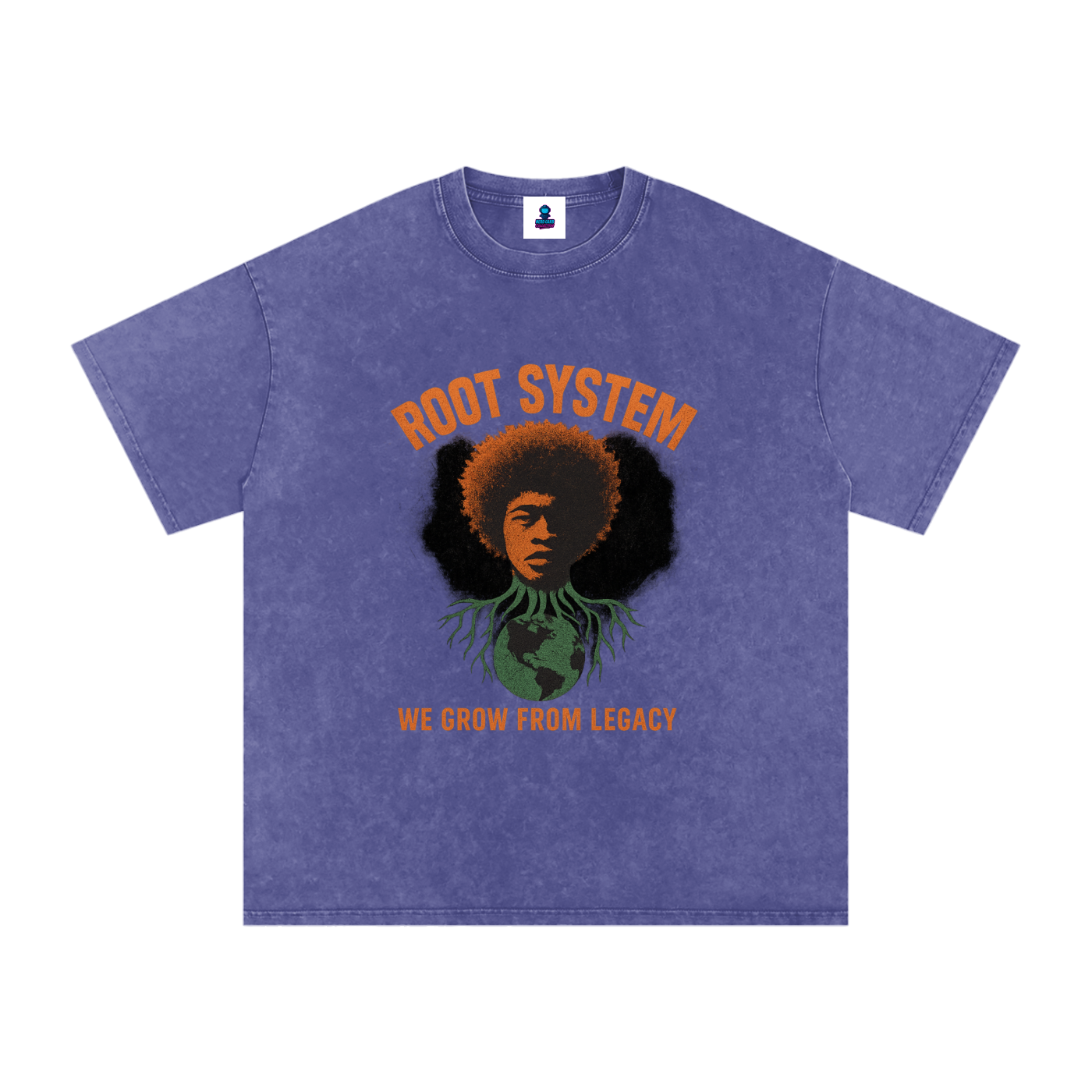“Root System” Snow Washed Oversized Cotton T-Shirt