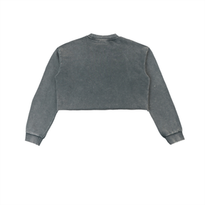 N.G.C Archive Snow Washed Raw Edge Cropped Sweatshirt