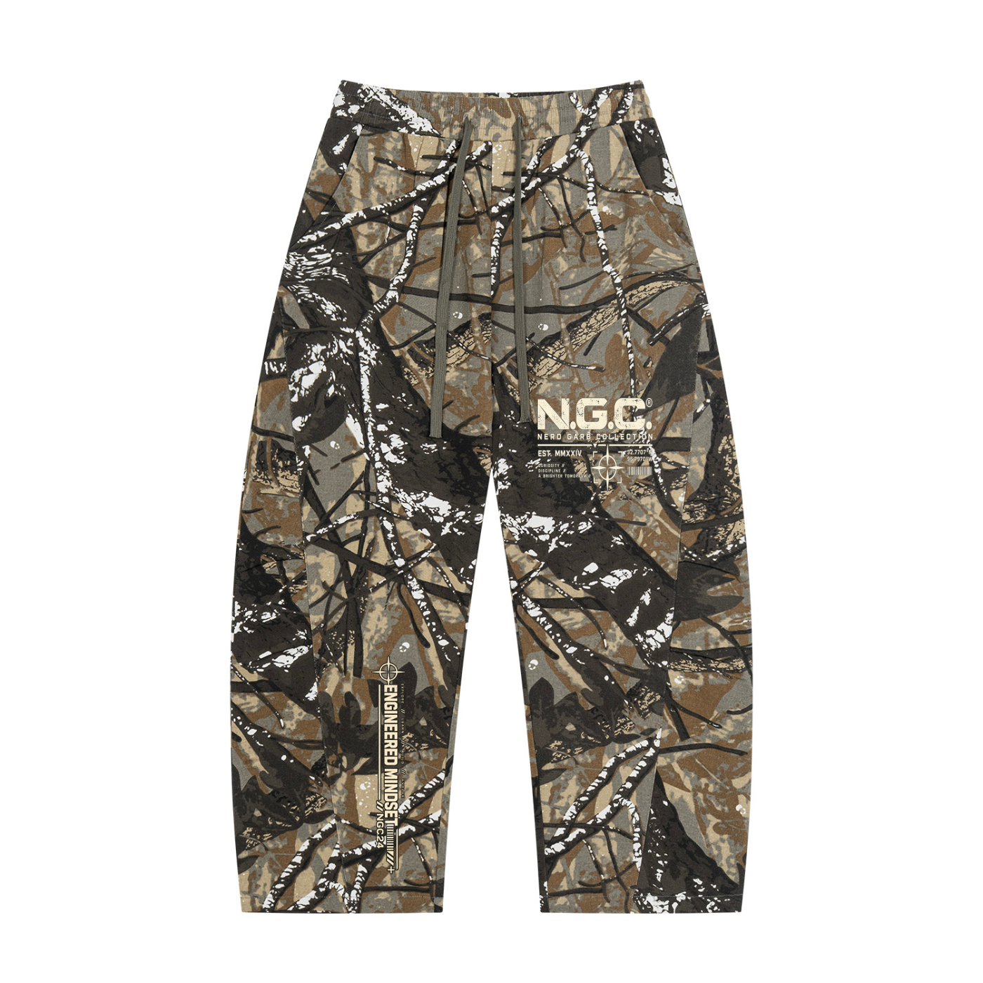 Unisex Tree Camo Barrel Leg Cotton Streetwear Pants