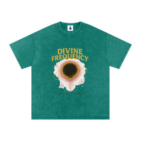 “Divine Frequency” Snow Washed Oversized Cotton T-Shirt