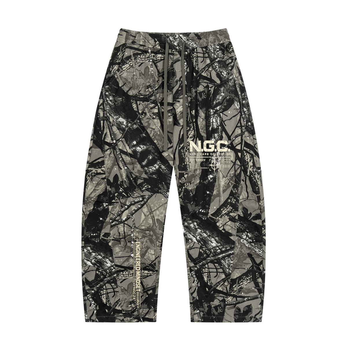 Unisex Tree Camo Barrel Leg Cotton Streetwear Pants