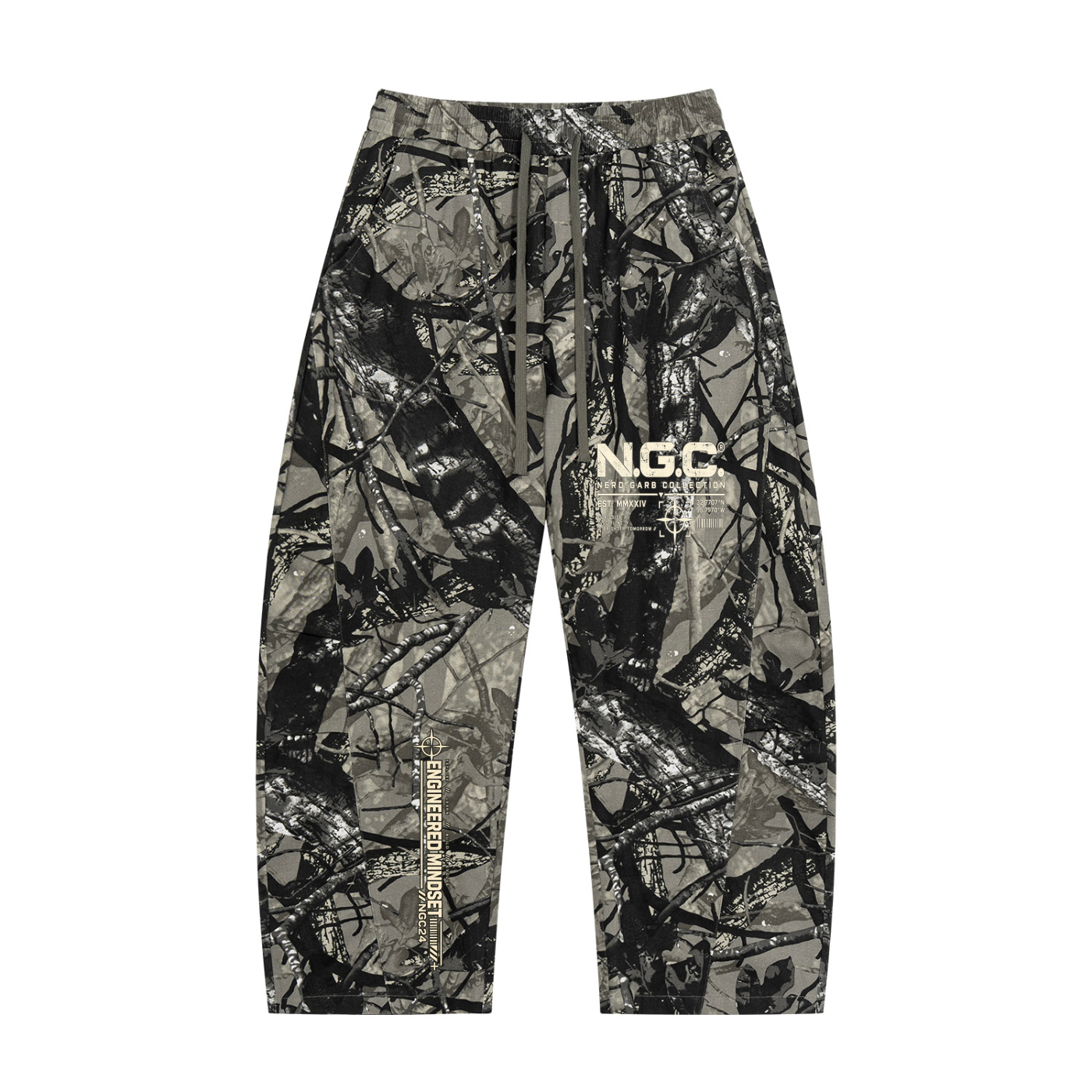 Unisex Tree Camo Barrel Leg Cotton Streetwear Pants