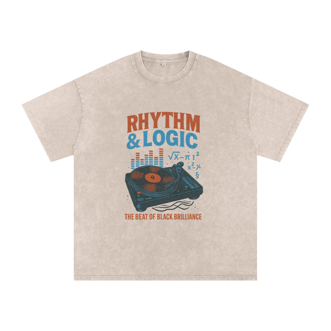 “Rhythm & Logic” Snow Washed Oversized Cotton T-Shirt