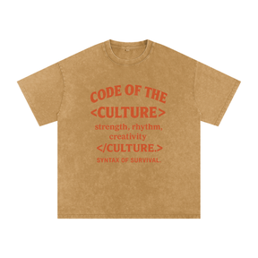 “Code of The Culture” Snow Washed Oversized Cotton T-Shirt