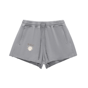 N.G.C Archive Snow Washed Raw Edge Drawstring Shorts