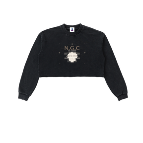 N.G.C Archive Snow Washed Raw Edge Cropped Sweatshirt