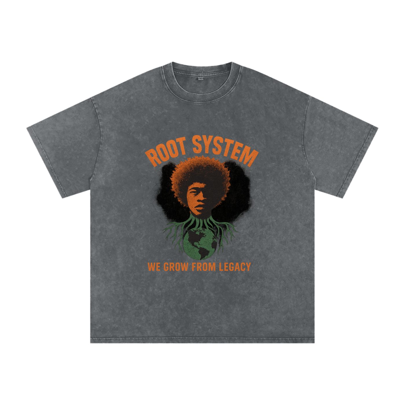 “Root System” Snow Washed Oversized Cotton T-Shirt