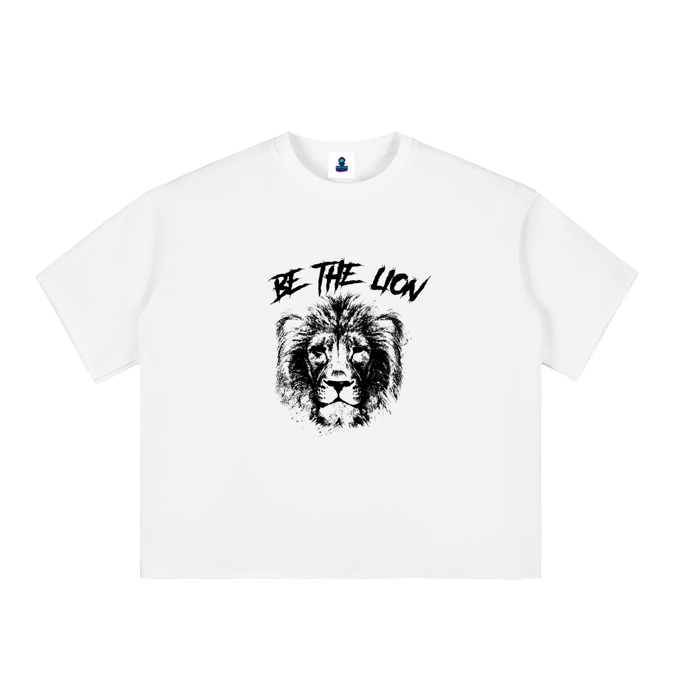 “Be The Lion” Boxy Half-Sleeve Raw Edge T-Shirt