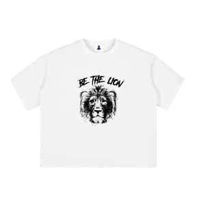 “Be The Lion” Boxy Half-Sleeve Raw Edge T-Shirt