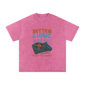 “Rhythm & Logic” Snow Washed Oversized Cotton T-Shirt