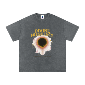 “Divine Frequency” Snow Washed Oversized Cotton T-Shirt