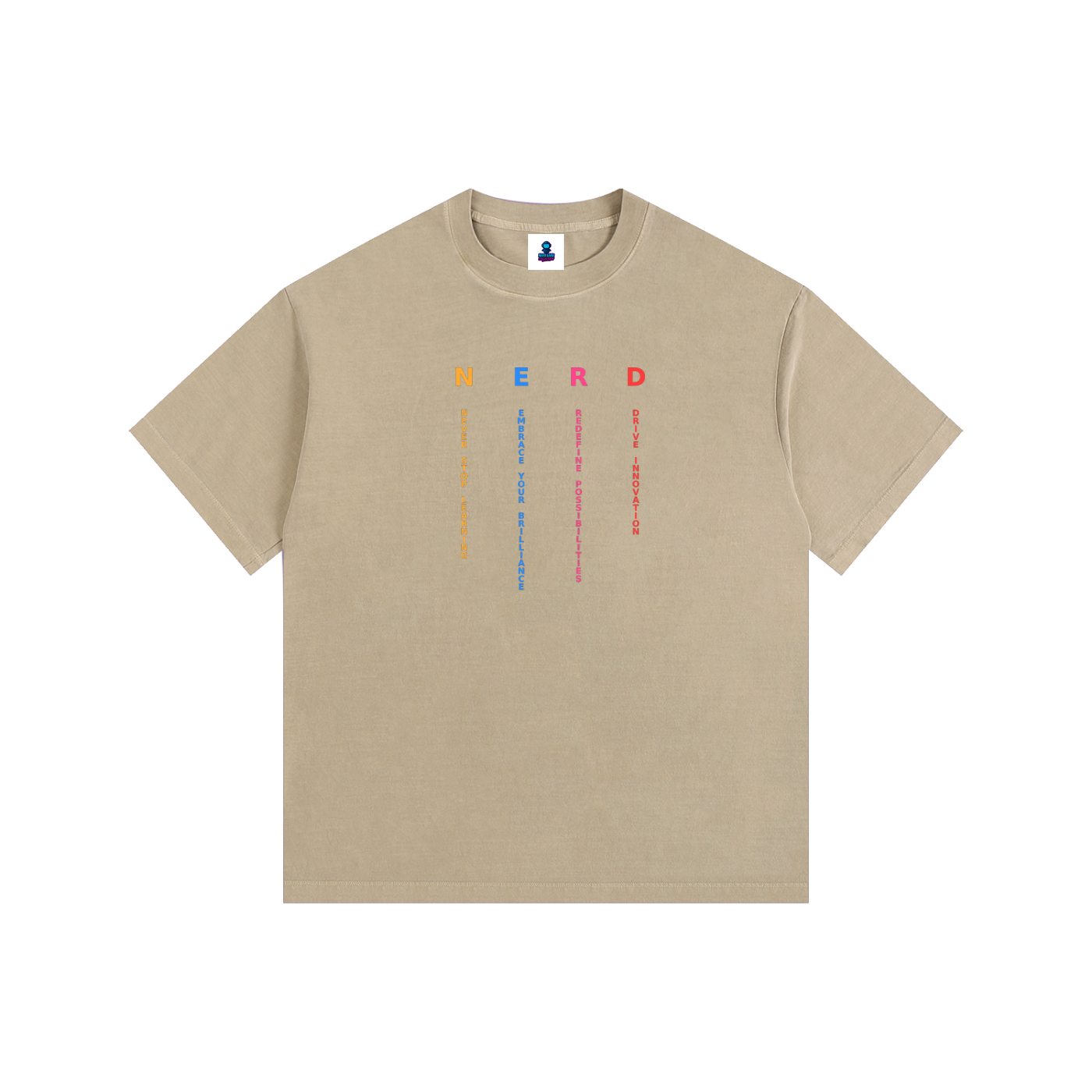 NGC “NERD” Washed Drop Shoulder Tee - Loose Fit Drop Shoulder Graphic Premium T-Shirt