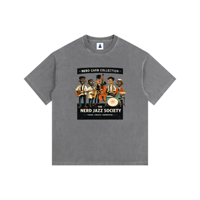 Nerd Jazz Society Vintage Washed Oversized Cotton T-Shirt