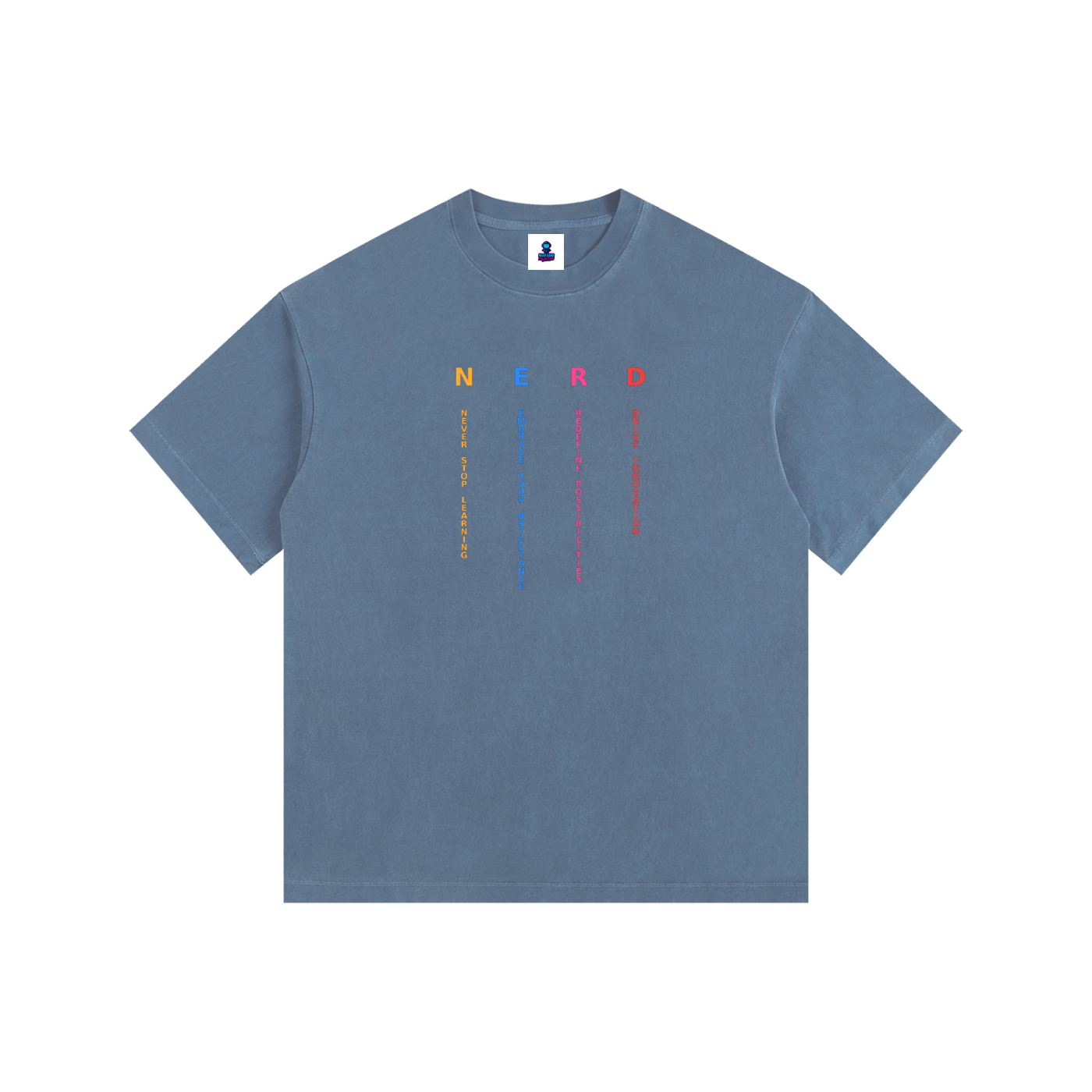 NGC “NERD” Washed Drop Shoulder Tee - Loose Fit Drop Shoulder Graphic Premium T-Shirt