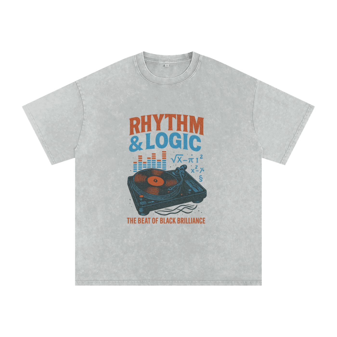 Buy Gray “Rhythm & Logic” Snow Washed Oversized Cotton T-Shirt