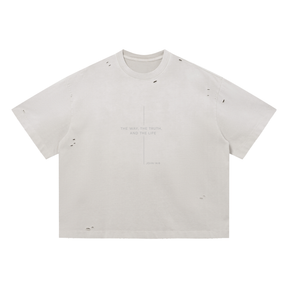 The Way Vintage Washed Distressed Boxy T-Shirt
