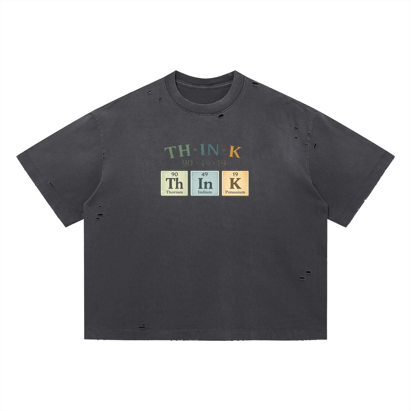 Think Elements Vintage Washed Distressed Boxy T-Shirt