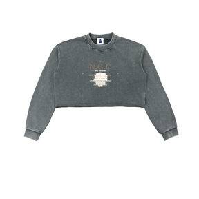 N.G.C Archive Snow Washed Raw Edge Cropped Sweatshirt