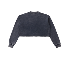 N.G.C Archive Snow Washed Raw Edge Cropped Sweatshirt