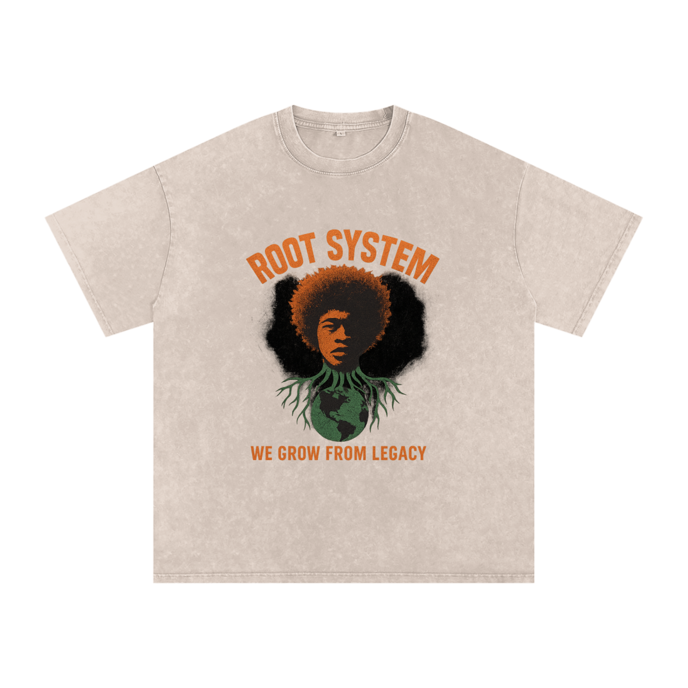 Buy Beige “Root System” Snow Washed Oversized Cotton T-Shirt