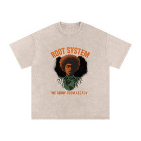 Buy Beige “Root System” Snow Washed Oversized Cotton T-Shirt